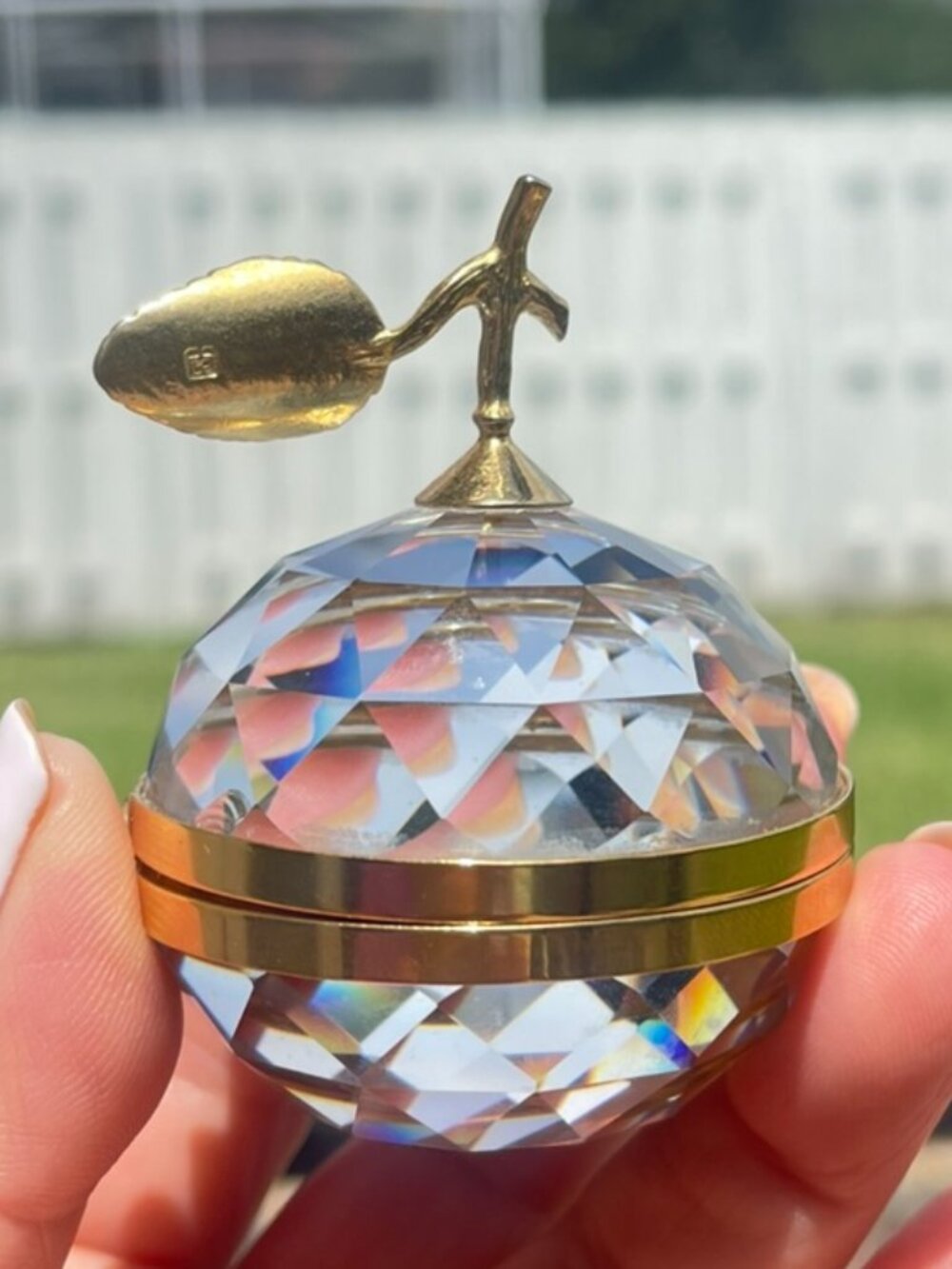 Swarovski SC Logo Faceted Crystal Apple Paperweight with Two Hidden Photo Frames - Picture 8 of 8